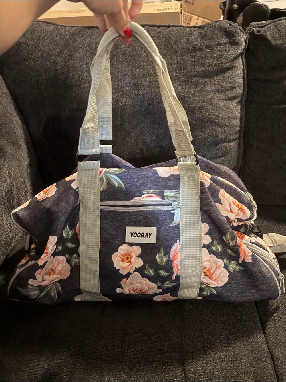 Navy Floral Vooray Gym Duffel Bag